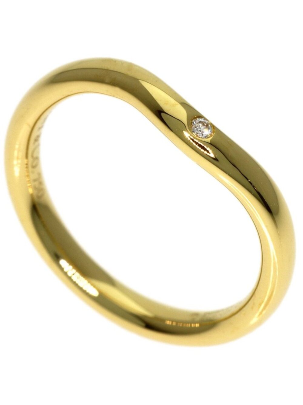 Tiffany & Co Curved Band Diamond Ring 18k Yellow Gold
